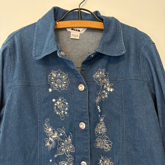 ALIA Embellished Denim Jacket with Rhinestones – Size 12 - Picture 3 of 9